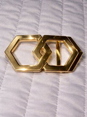 Hex Tie Hextie Gold Tone Belt Buckle 6119